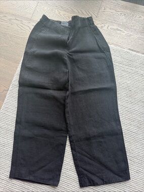 OSKA Black High-Waist Wide-Leg Linen Pants